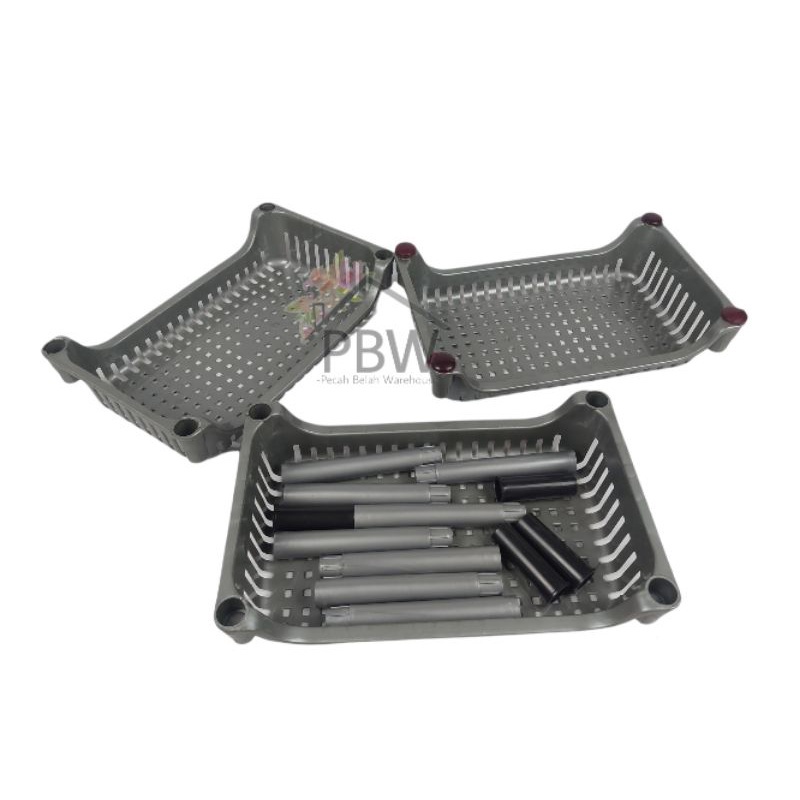 Rak Plastik Mini Segi U Susun 3 / Rak Susun 3 Plastik / Rak Plastik