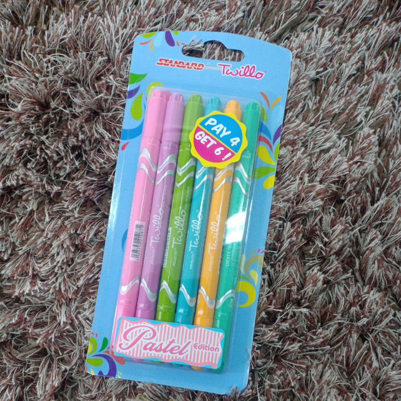 

standard twillo blister dual tip marker pastel edition set 6