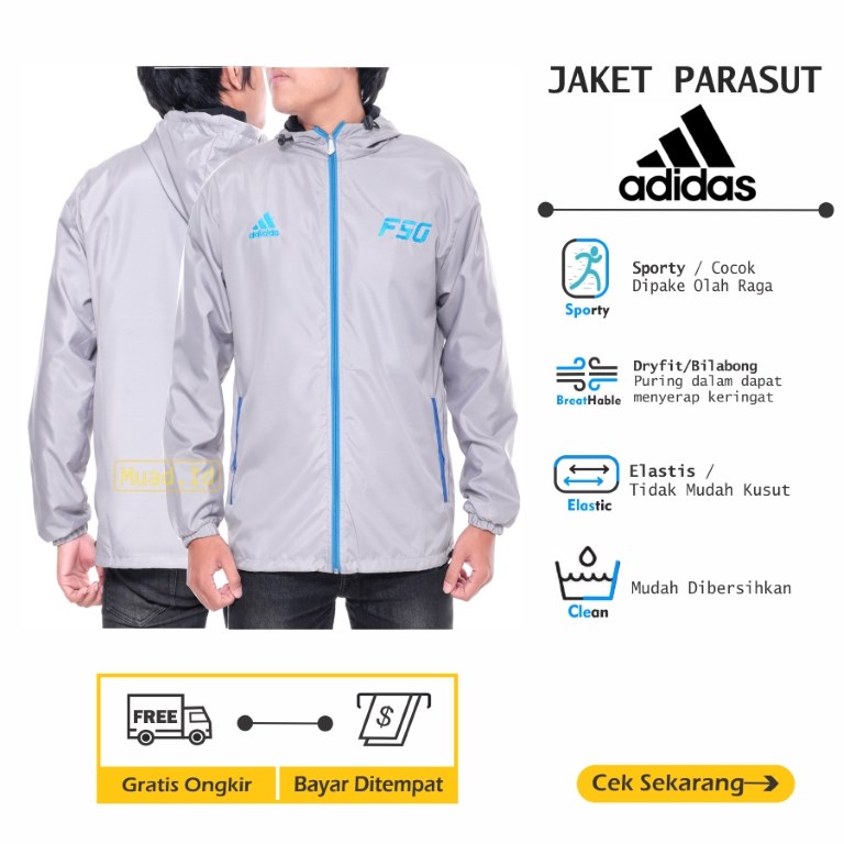 Jaket Adidas_F50 Parasut Sproty [Olaharaga] Jogging Lari Sepeda Pria Wanita