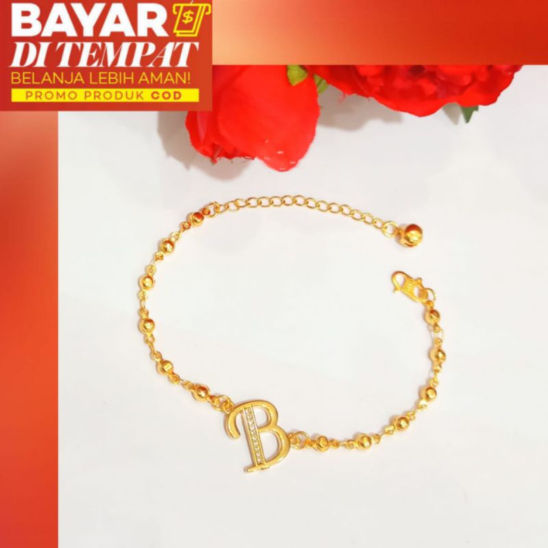 Gelang Biji Lada Huruf/inisial A-Z,emas Korea tidak karat