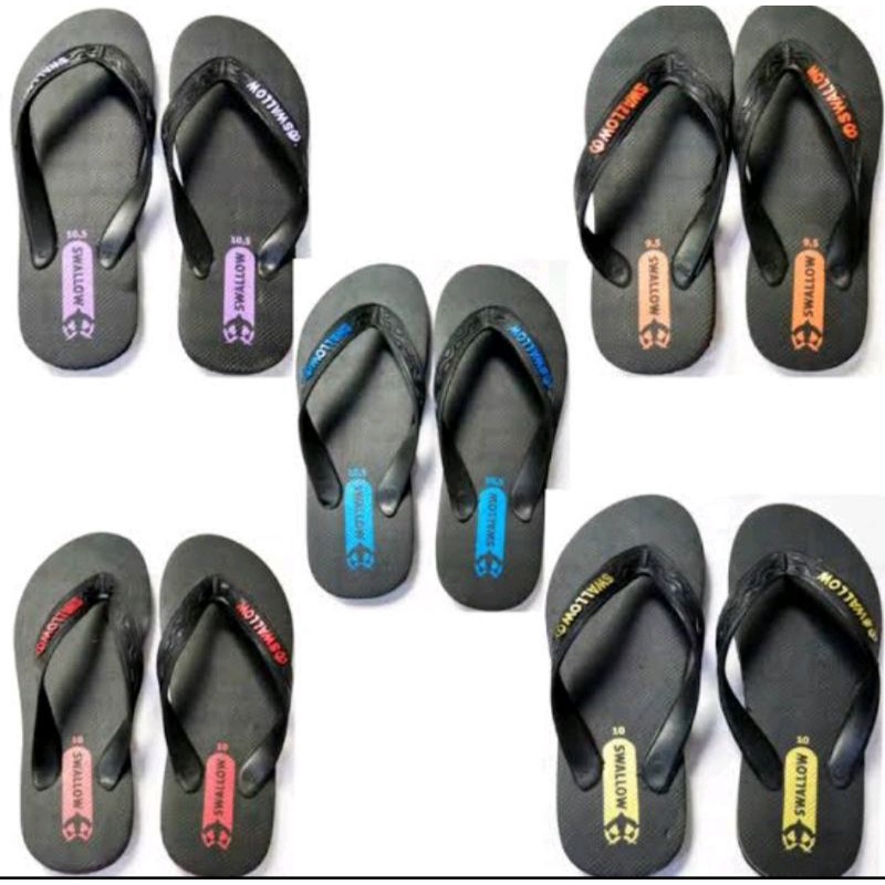 sandal jepit  swallow hitam original isi 12 pcs (satu lusin )