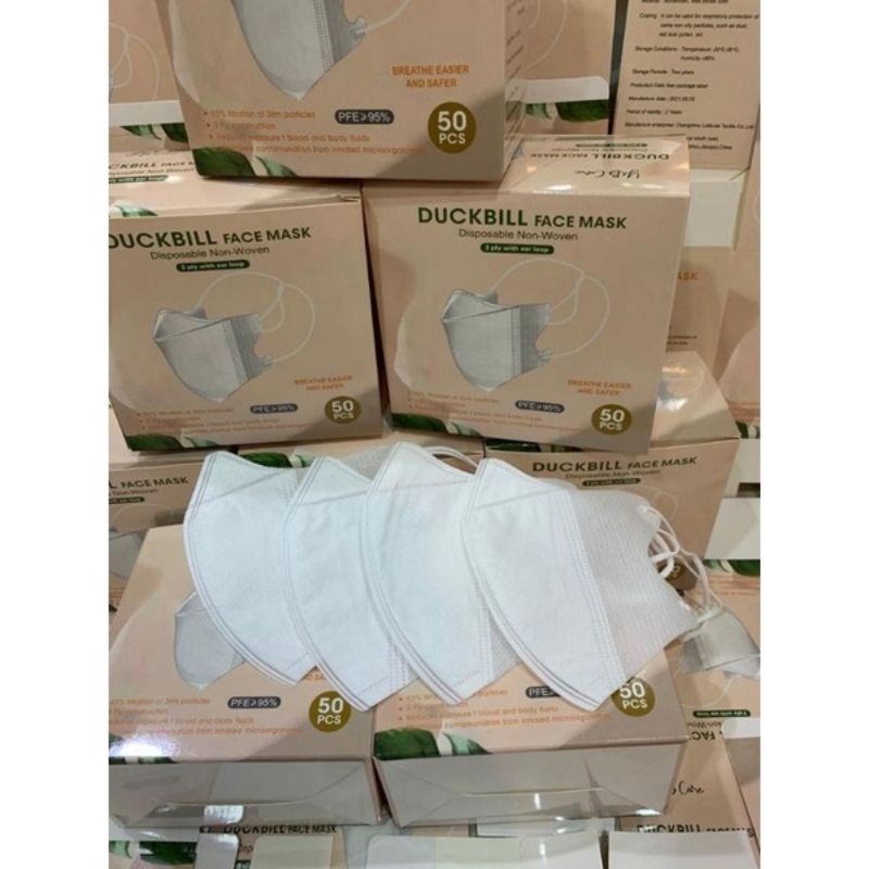 MASKER DUCKBILL PUTIH / HITAM 3D 3ply ISI 50pcs Setara Mouson Alkindo-4