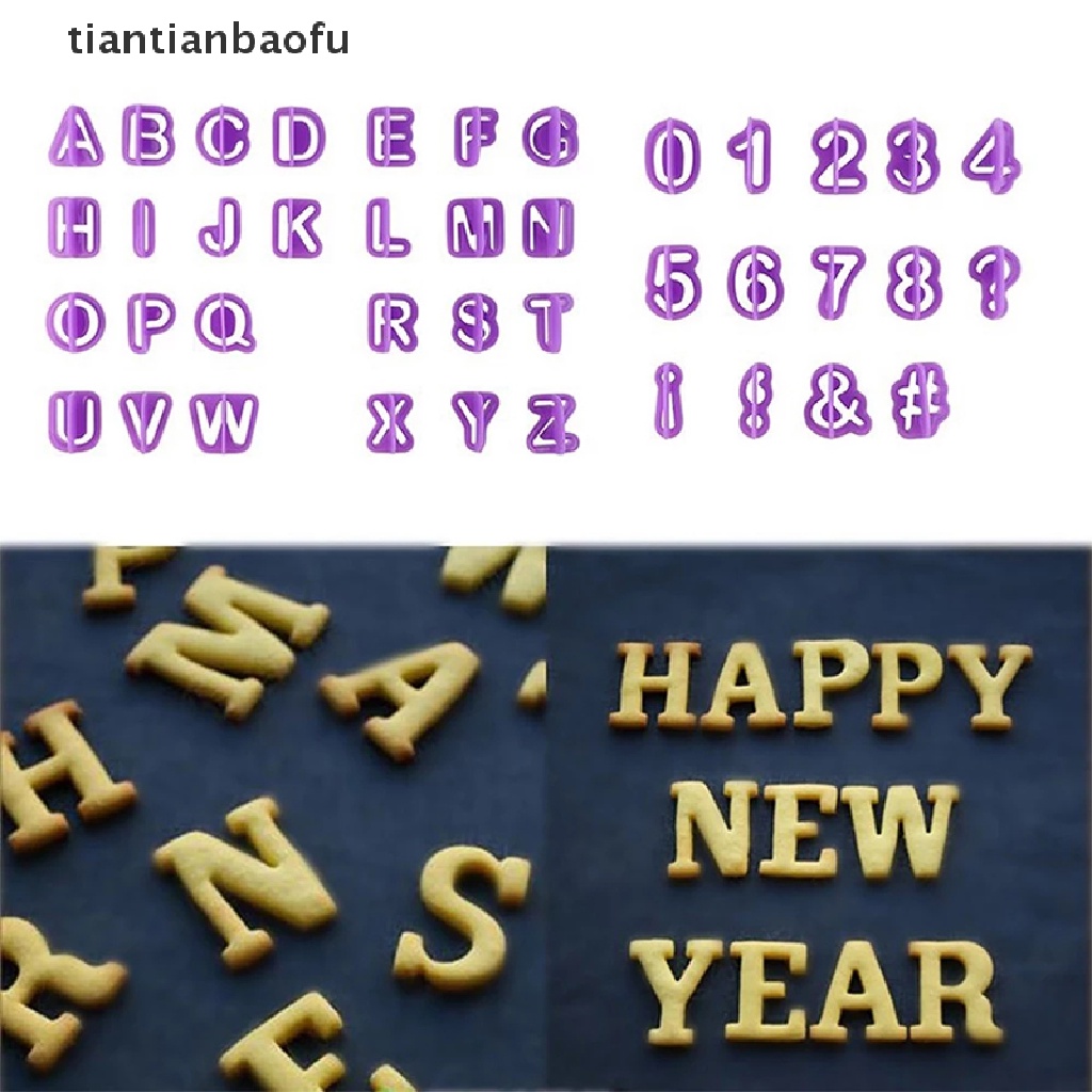40 Pcs Cetakan Kue / Biskuit / Fondant Bentuk Huruf Alfabet Angka Digital