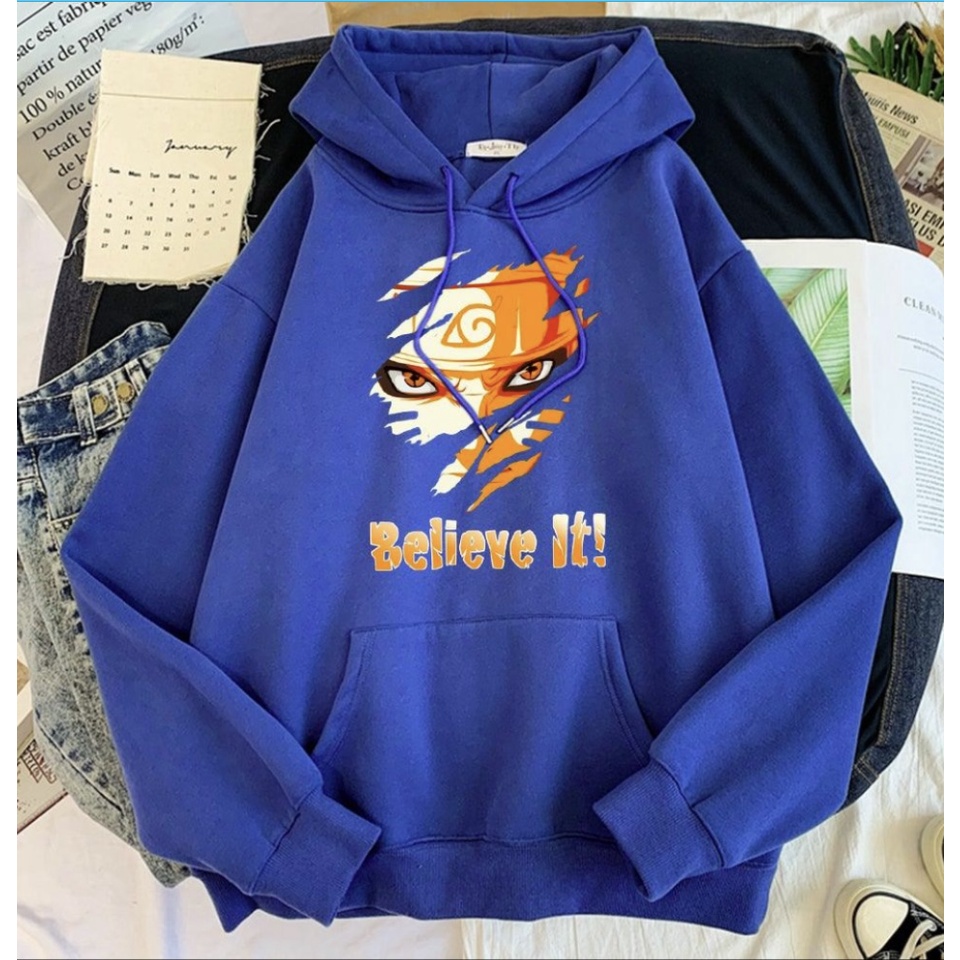 BELIEV IT! NARUTO Anime Jumper Hoodie II Sweater Hoodie Anime II Sweter Oblong Topi II SIZE M - XL ( Pria &amp; Wanita / Anak &amp; Dewasa )