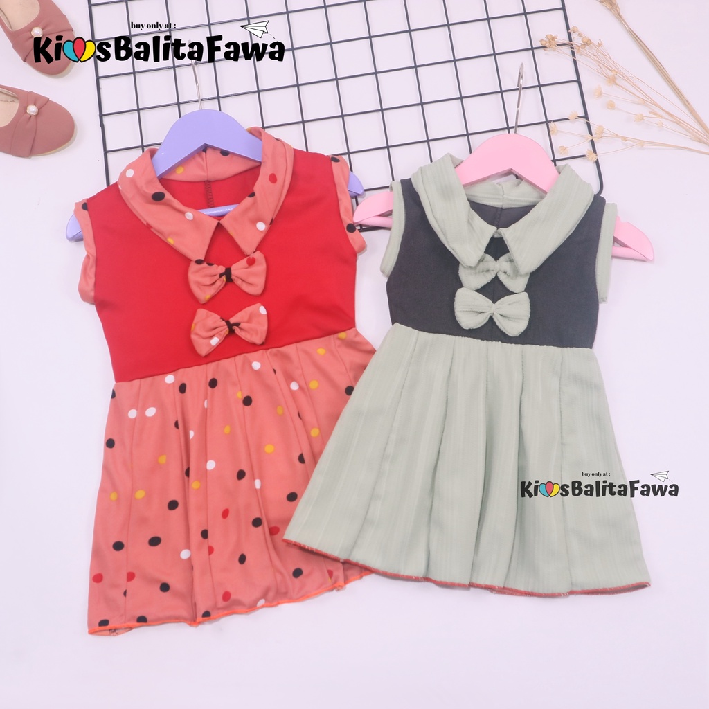 Dress Nindy uk 1-2 Tahun / Dres Kerah Yukensi Atasan Baju Import Anak Perempuan Cewek Harian Grosir