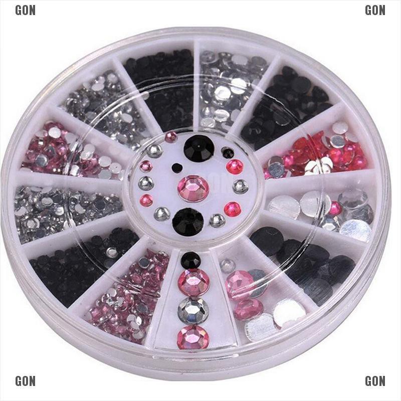 gongjing1 3D Nail Art Tips gems 3 COLORS Crystal Glitter Rhinestone DIY Decoration + Wheel id