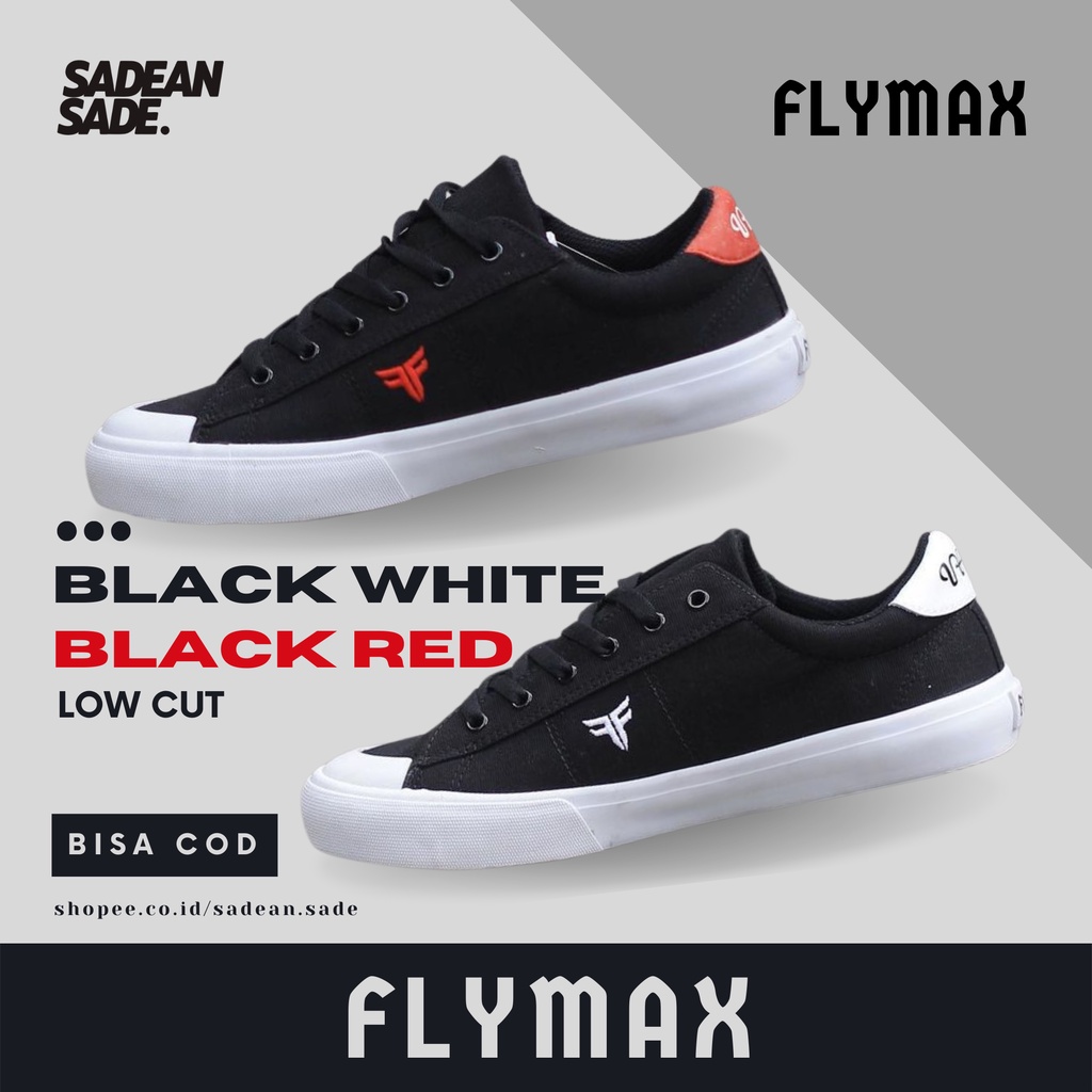 Sepatu Flymax  - Black White, Black Red