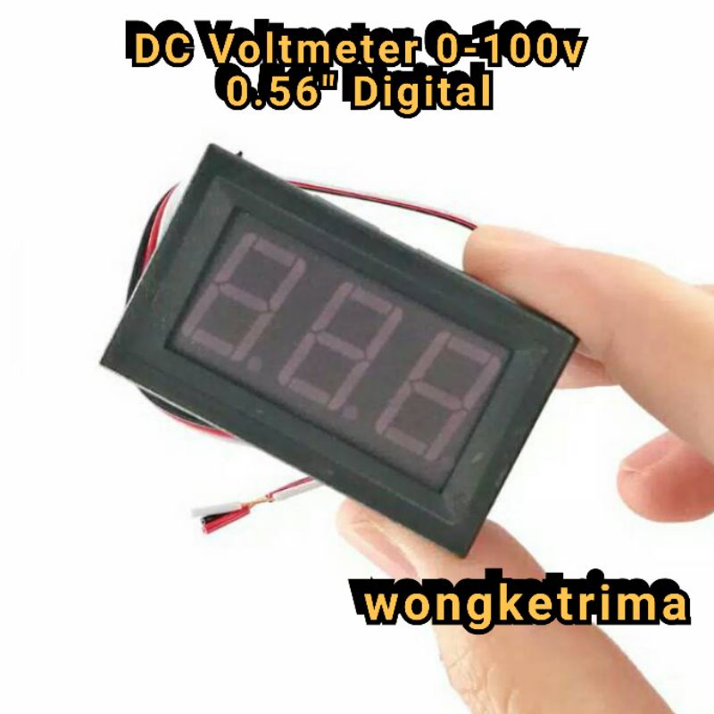 DC Voltmeter 0-100v 0.56&quot; Digital Frame Volt Meter 100v 3 kabel volt meter dc digital 3 pin