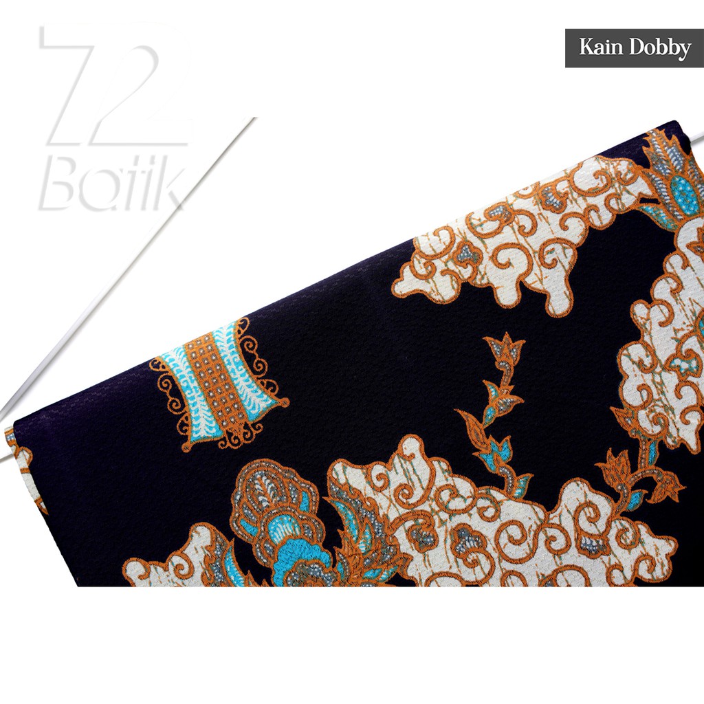 KAIN BATIK PREMIUM Dobby Motif Rumah Adat Warna Hitam Cream Biru Orange Dolbi Dobi 726220 Cap 72 Jarik Jarit Samping Kebat Panjang Batik Dobby Modern Premium Bahan Seragam Batik Pernikahan Kantor Keluarga Murah Kamen Jadi Batik Bali Lembaran