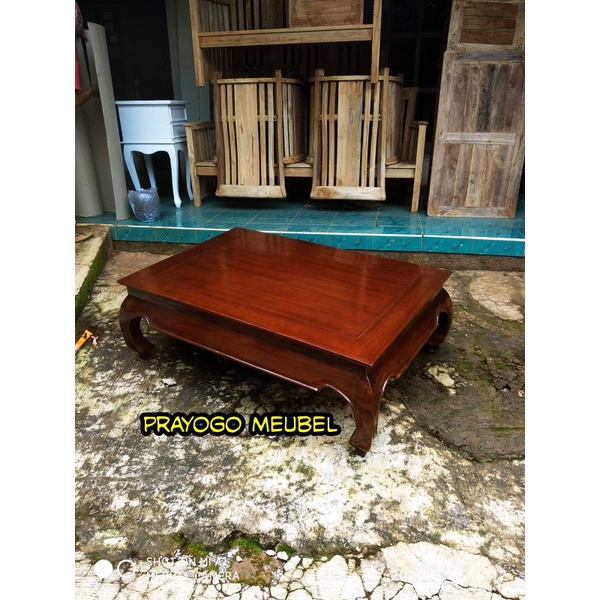 Meja tamu opium ketapang jati polos - meja makan lesehan jati furniture jepara 120x80 - meja kopi