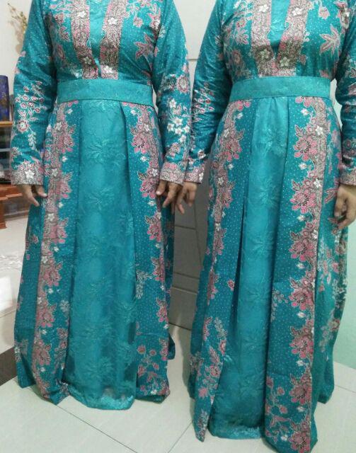 Qnunbatik Batik Keluarga/family Gamis Muslim Krisdayanti (kd) Dsr Warna Toska