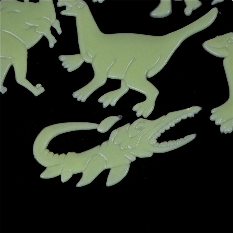 9pcs / set Stiker Dinding Luminous Glow in the Dark Desain Dinosaurus Untuk Kamar Anak