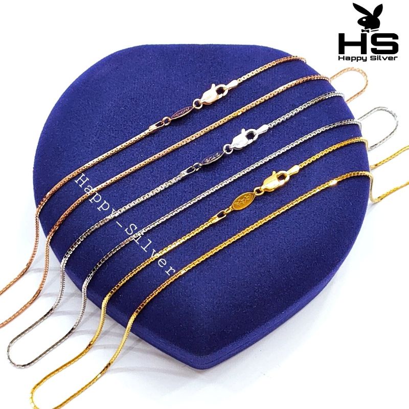 KALUNG PERAK ASLI PRIA WANITA SILVER 925 LAPIS EMAS PUTIH MODEL ITALI SANTA 50cm- PERHIASAN PERAK