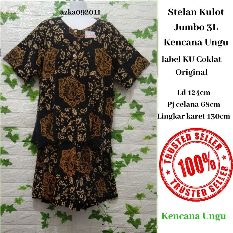 DYA369 Setelan Kulot Jumbo Kencana Ungu Batik Motif