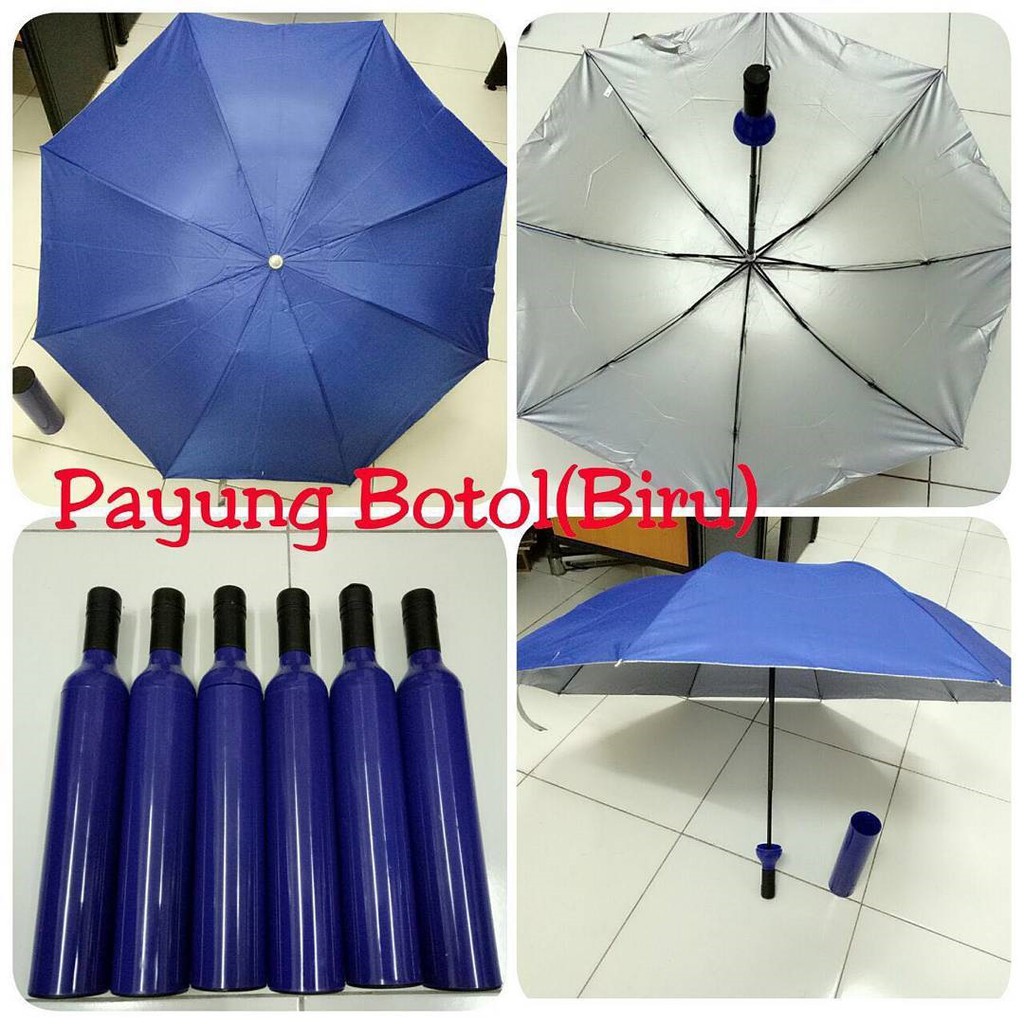 Payung Lipat 3 Botol Lapis Silver Anti UV Premium Berkualitas