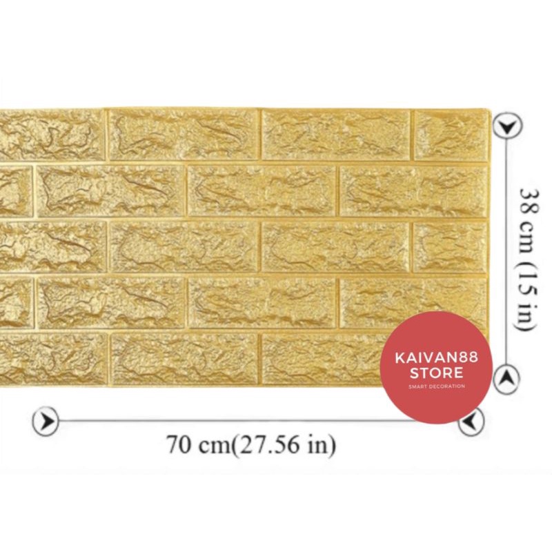 Wallpaper 3D Motif Bata Putih / BrickFoam Premium 70x38cm-Bata Gold 70x38cm