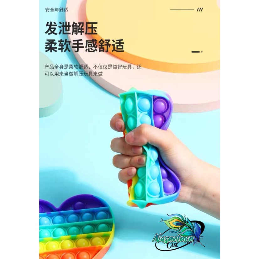 pop it fidget push bubble toys gelembung 3d rainbow pelangi karakter mainan anak NC7433-2
