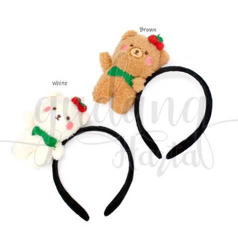 Bando Hello Bear Bandana Motif Beruang Coklat Putih Unik GH 211109