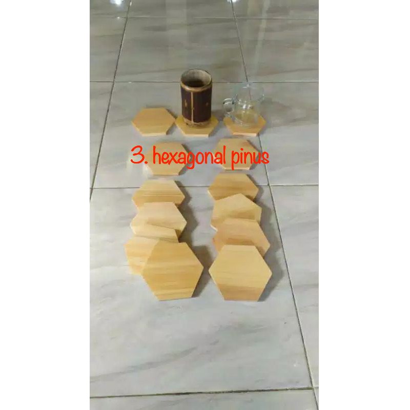 Tatakan Gelas Kayu / Tatakan Cangkir / Alas Gelas Kayu / Coaster Set Kayu