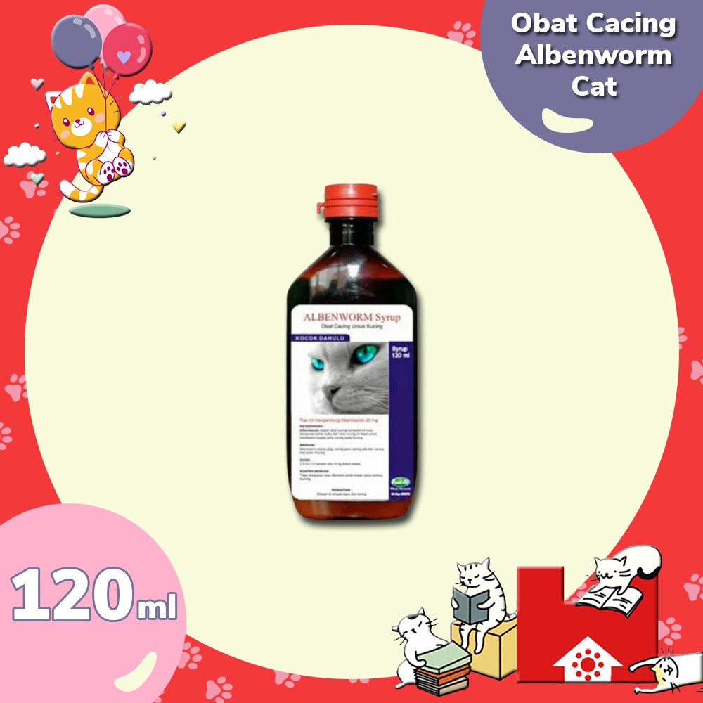 Promo ALBENWORM SIRUP 120ml - Obat cacing kucing anjing syrup 120 ml