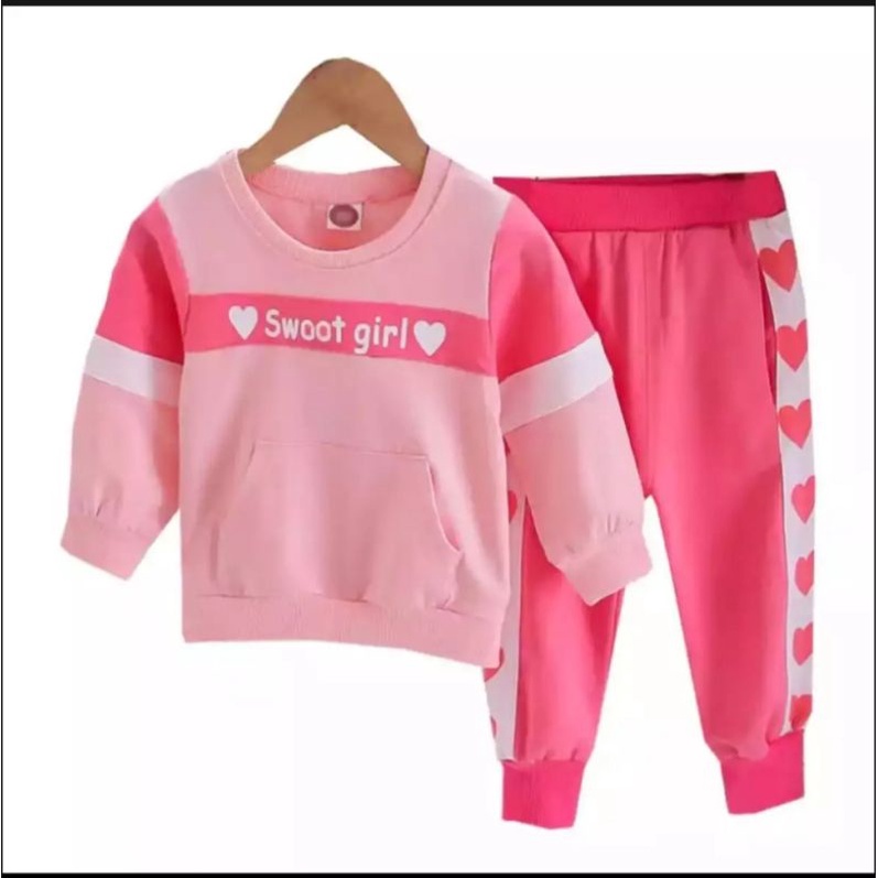 PROMO SETELAN JOGER ANAK CEWEK/SWEATER ANAK PEREMPUAN TERBARU /BAJU OLAH RAGA ANAK PEREMPUAN /MOTIF SWEET GIRL 1-5 THN