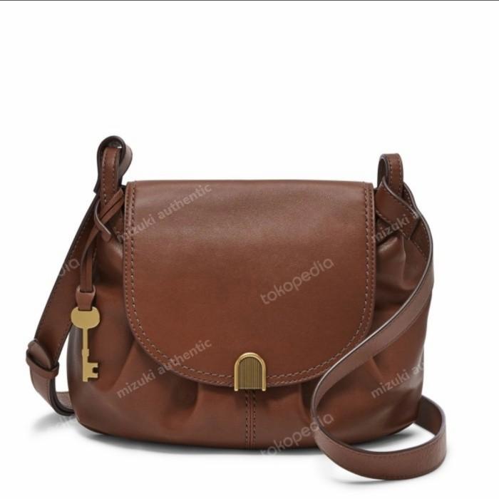 tas wanita fossil gigi flap brown original