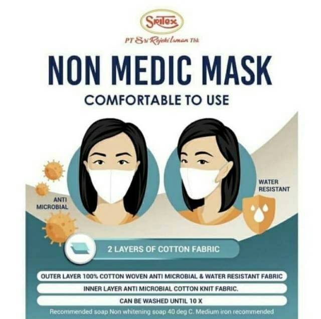 MASKER KAIN ANTI AIR AMAN NYAMAN DIGUNAKAN 2 LAPISAN MASKER SRITEX