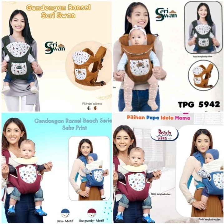 snobby gendongan bayi ransel m shape aplikasi print swan series   tpg 5942