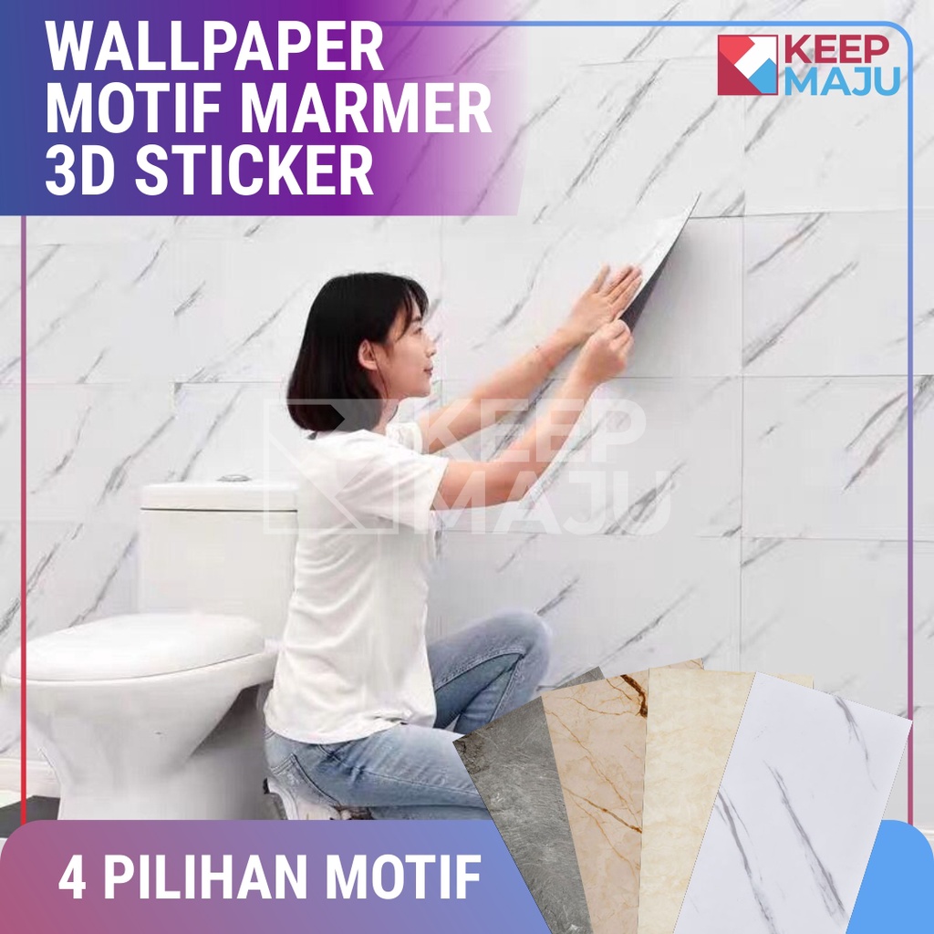 Wallpaper Dinding / Stiker Dinding / Wallpaper Kamar Mandi / Anti Air Motif Marmer 30 x 60cm