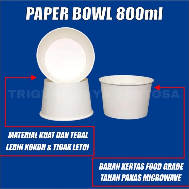 Paper Bowl Tebal 800ml Per Pack 25pcs Mangkuk Tahan Microwave Mangkok Kertas 800 ml Surabaya