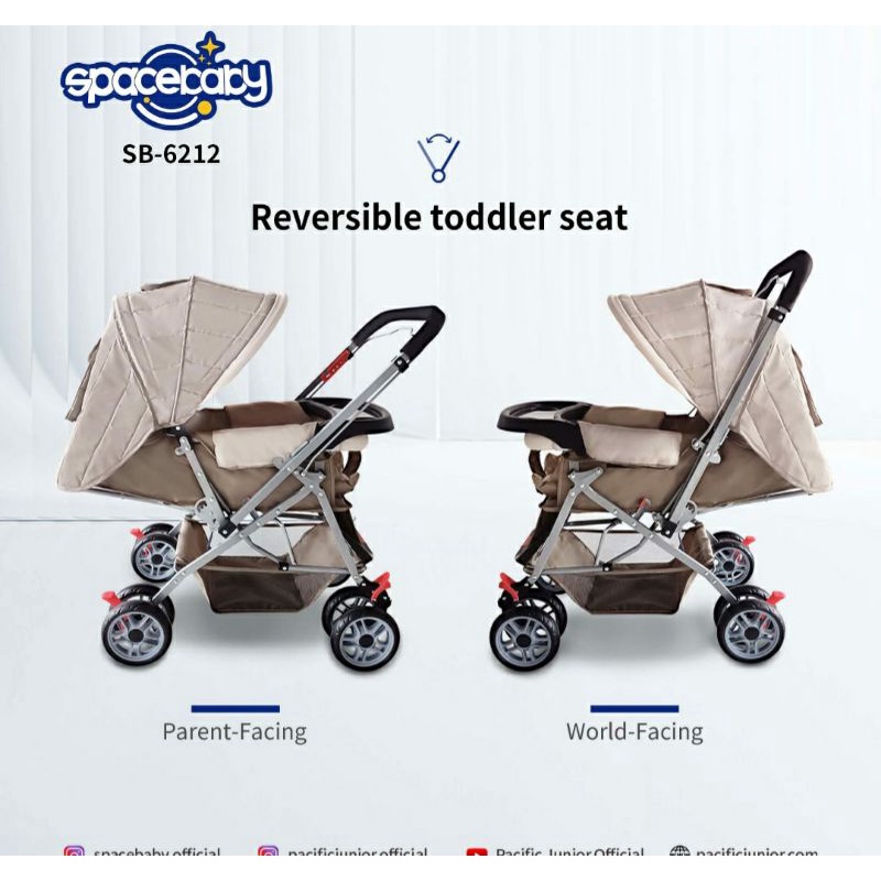 Baby Stroller Space Baby SB 6212 Reversible Stir Kanopy Cabin Siz&amp;SB 330-1 Ayun Free Packing Dus+Bubble