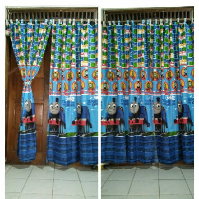 Gorden pintu gorden jendela larizo motif thomas karakter anak lucu tirai cantik minimalis honemade