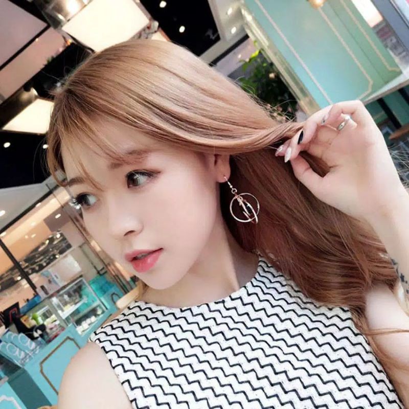 FerenHongXia Anting Gantung Model Bulat Hollow untuk Wanita