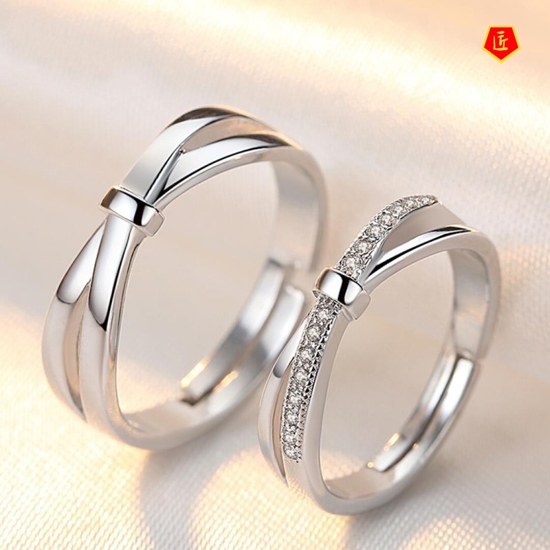 [Ready Stock]925 Silver Bow Couple Rings Creative Korean Version