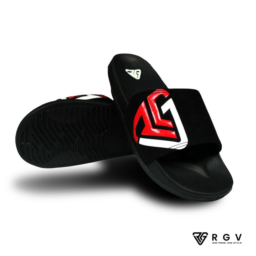 RGV - SANDAL PRIA DAN WANITA SLIDE SLIP ON SENDAL ANTI LICIN RINGAN SELOP RED WHITE LOGO