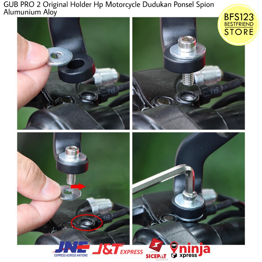 GUB PRO 2 Original Holder Hp Motorcycle Dudukan Ponsel Spion Alumunium Aloy