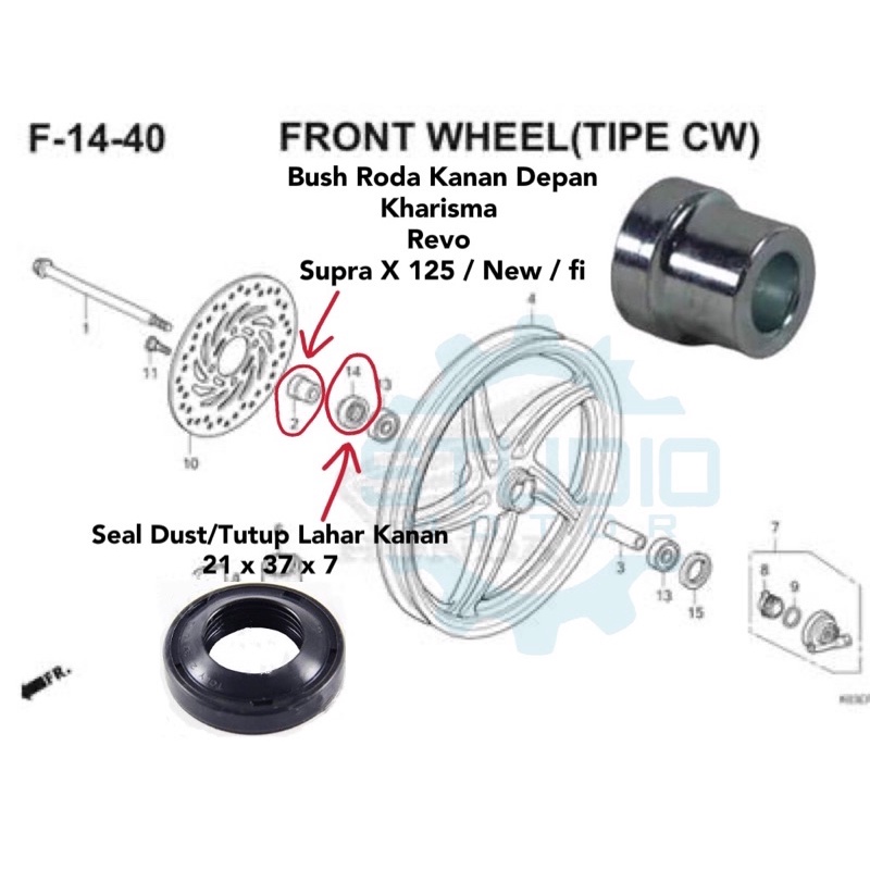 91251KPH901 Sil Tutup Lahar / Bearing Depan Dust Seal 21 X 37 X 7 Supra GTR 150 Vario 110 Karbu CB150 Verza Beat POP Beat Karbu Beat Fi Supra X 125 / New  / Fi / Spacy / Scoopy