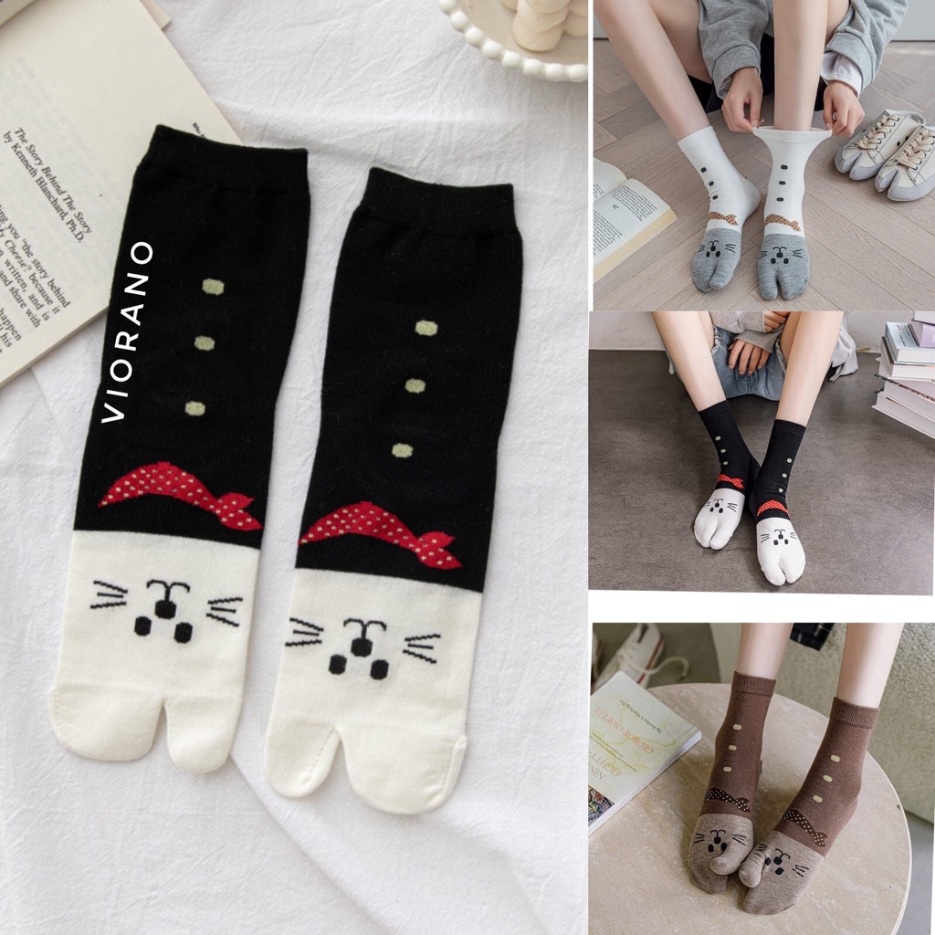 Kaos Kaki Jempol Cewek Korea Import Motif Kucing Unik Lucu Kualitas Premium Bahan Lembut Tebal / Kaus Kaki Wanita Di Atas Mata Kaki Motif