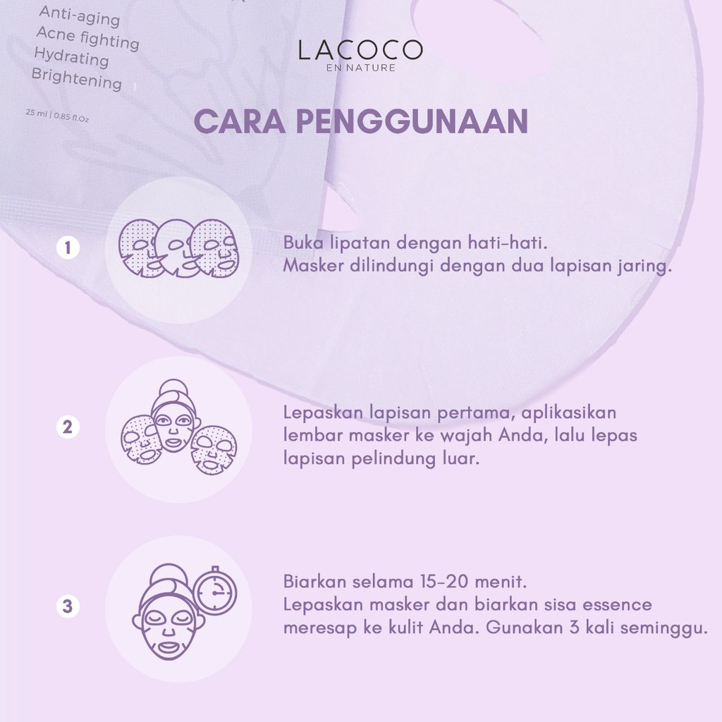 [NEW] LACOCO Bakuchiol Sheet Mask - Masker Pemutih Wajah &amp; Penghilang Jerawat Membandel