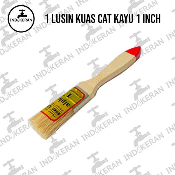 INDOKERAN - 1 Inch - Grosir Lusin Kuas Cat Tembok Serbaguna Gagang Kayu - High Quality