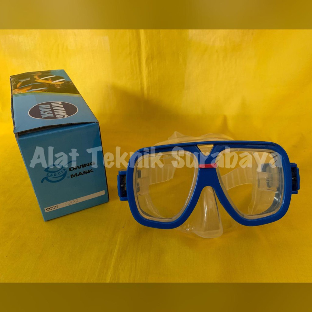 DIVING MASK 2 GLASSES EXQUIS 6302 TW SILICONE / MASKER MENYELAM TAIWAN SILIKON KACAMATA SELAM BESTIN