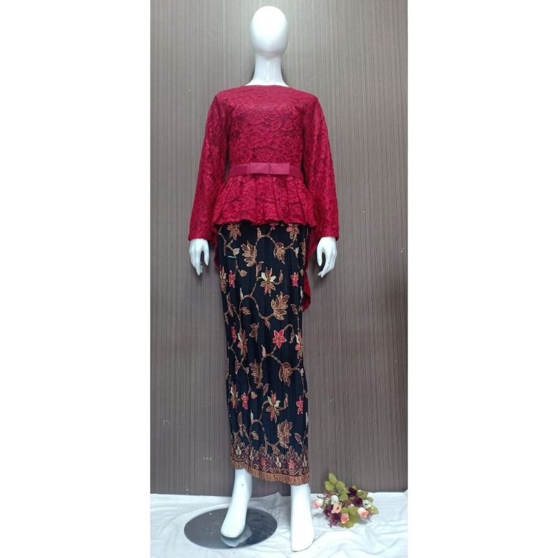 IndahKebaya | REAL PICTURE KEBAYA SETELAN BROKAT AURORA / NAVY DUSTY MOCCA COKSU GOLD NAVY SILVER