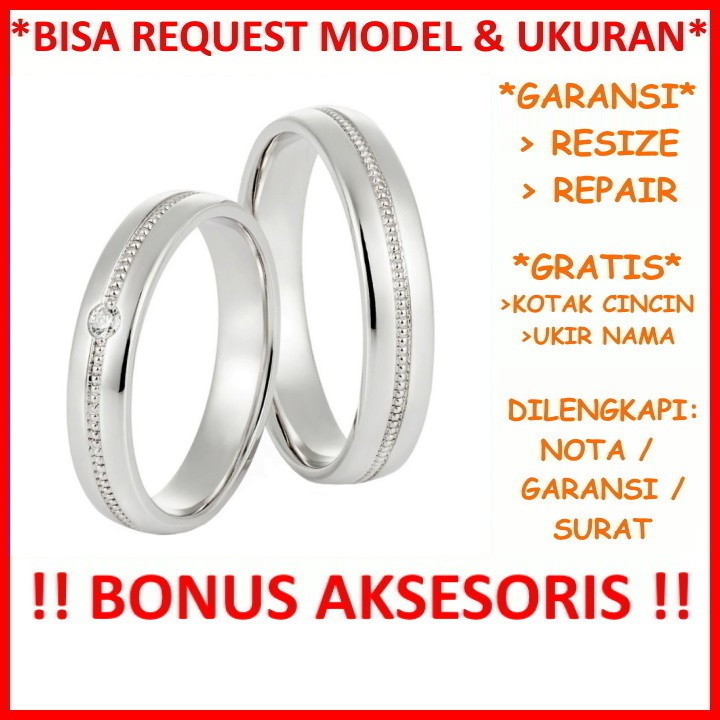 Cincin Couple Perak Tunangan Mas Kawin Gratis Ukir Nama Garansi Silver Asli Bisa Pesan Model Id636