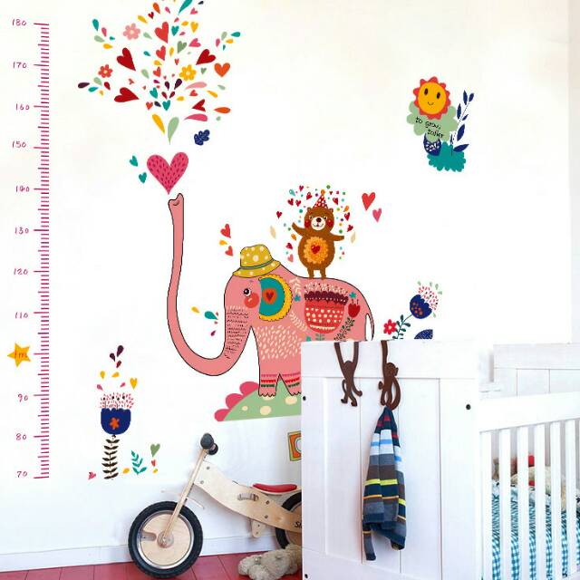 RELIZA WALL STICKER PENGUKUR TINGGI BADAN GAJAH GROW UP ELEPHANT SK9036 STIKER DINDING