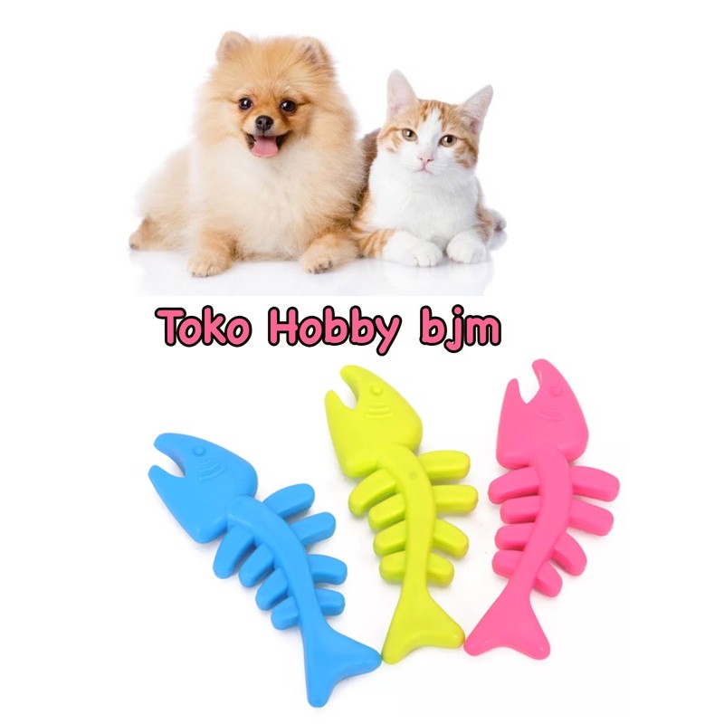 Mainan gigit kucing hewan dog anjing cat toys toy teaser tulang ikan