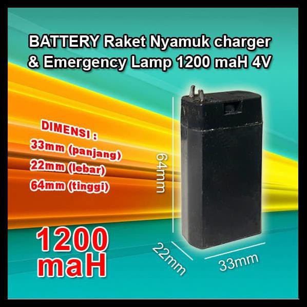 BATRE/BATERAI/BATTERY RAKET NYAMUK 1200 MAH AKI 4V RECHARGEABLE