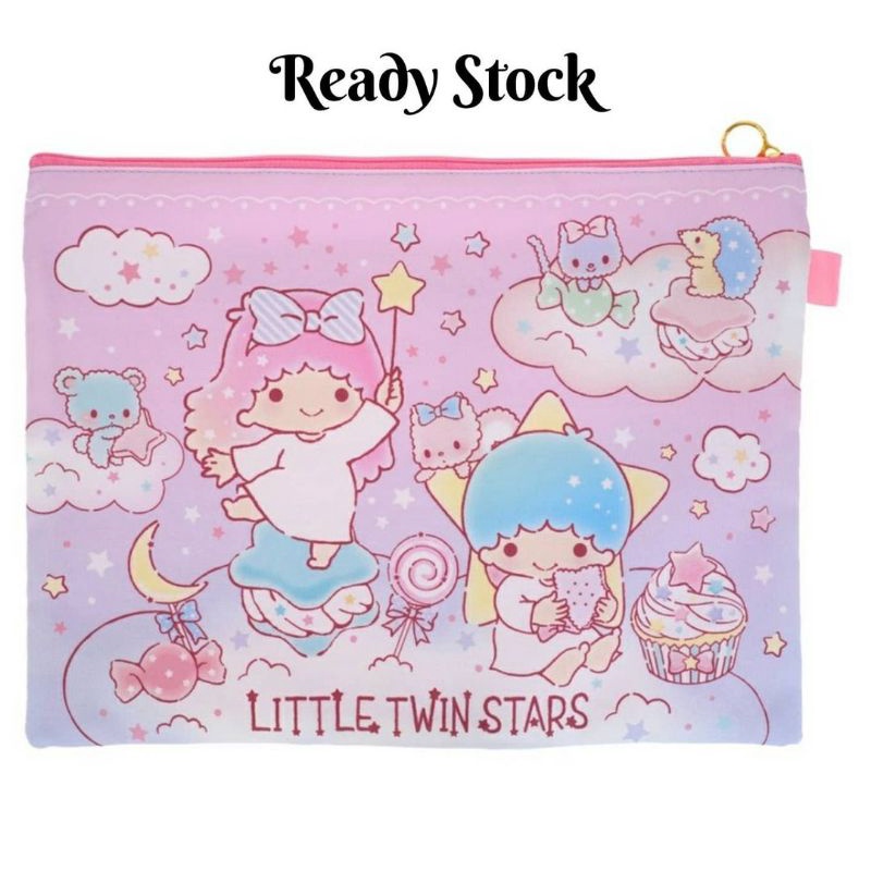 

Sanrio Little Twin Stars A4 3 Zipper Fabric Document Bag Organizer Kain Tempat File Data Serbaguna