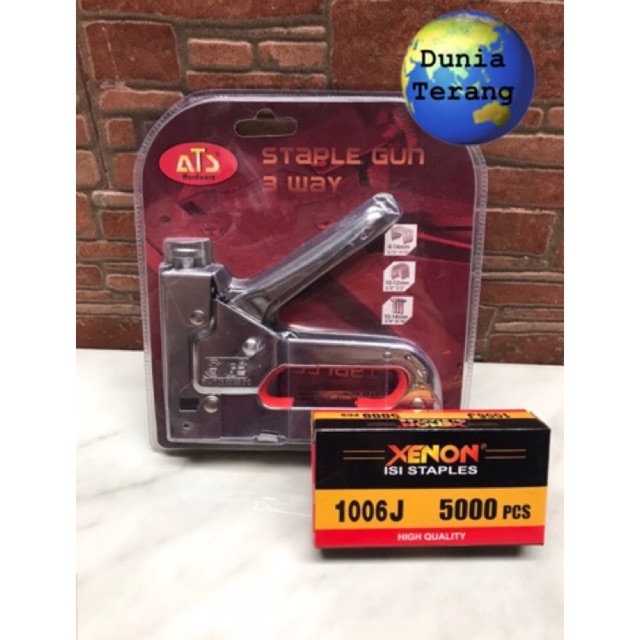 Staples Gun Tacker ATS 3 Way + Isi Staples Xenon 1006J 5000pcs