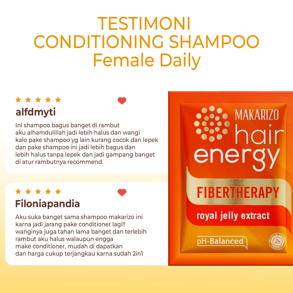 Makarizo Hair Energy Fibertherapy  Conditioning Shampoo Kiwi 10 mLx12 / Shampo Kondisioner-5