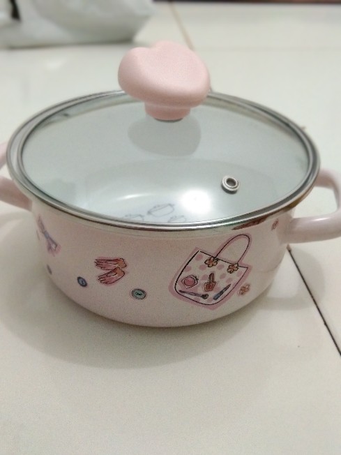 Panci Kuping Tutup Kaca Enamel Chefina Family Cookware